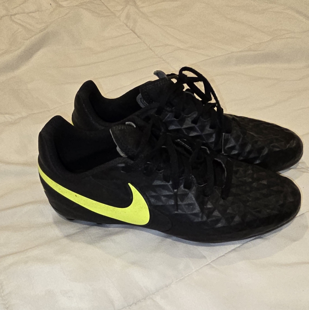 Nike Black and Neon Yellow Soccer Shoes